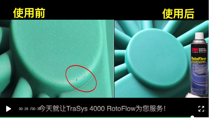 StonerTraSys&reg;4000 RotoFlow&trade;滾塑模具助流劑使用效果對(duì)比